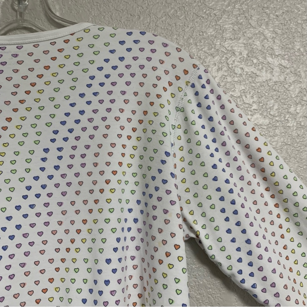 Roller Rabbit Pajama PJ Top Womens L Disco Hearts Henley 3/4 Sleeve Rainbow - Picture 10 of 15